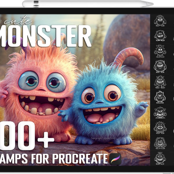 100+ Procreate Monster Stempel, Monster Pinsel für Procreate, sofortiger digitaler Download