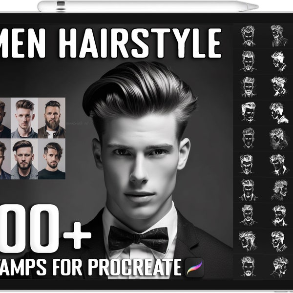 Plus de 100 timbres de coiffure pour hommes réalistes procréer, brosses de coiffure pour hommes pour procréer, téléchargement numérique instantané