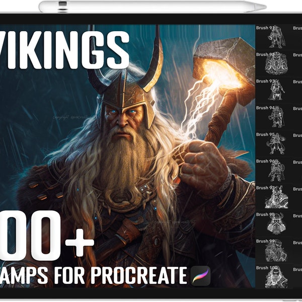 100+ Procreate Viking Stamps, Viking Fighter Brushes for Procreate, Instant Digital Download