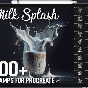 100+ Procreate Realistic Milk Splash Stamps, Milk Splash Brushes for Procreate, Instant Digital Download