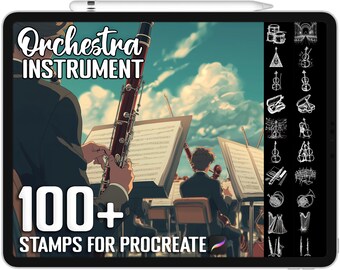 100+ Procreate Orchestra Instrument Stamps, Realistic Brushes for Procreate, Instant Digital Download