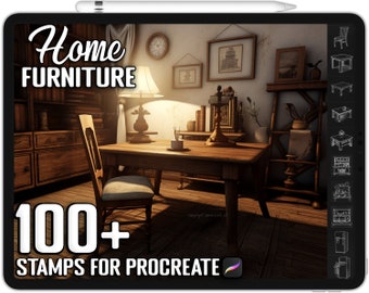 100+ Procreate Home Furniture Stamps, Realistic Home Furniture Brushes for Procreate, Instant Digital Download