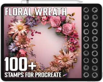 100+ Procreate Floral Wreath Stamps, Floral Wreath Brushes for Procreate, Instant Digital Download