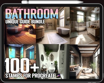 100+ Procreate Bathroom Stamps, Unique Bathroom Brushset Bundle for Procreate, Instant Digital Download