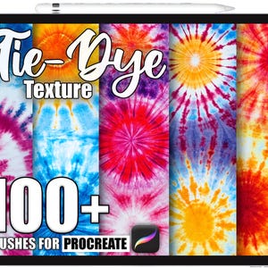 100+ Procreate Tie-Dye Texture Brushes, Realistic Texture Brushes for Procreate, Instant Digital Download