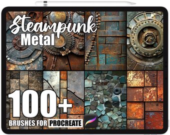 100+ Procreate Steampunk Metal Brushes, Realistic Texture Brushes for Procreate, Instant Digital Download