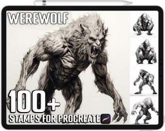 Más de 100 sellos de hombre lobo procreado, pinceles de hombre lobo para procrear, descarga digital instantánea