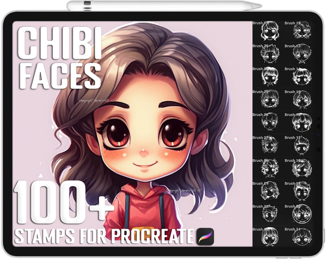 100+ Procreate Chibi Face Stamps, Body Pose Brushes for Procreate ...