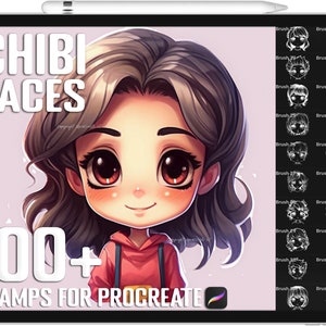 100+ Procreate Chibi Face Stamps, Body Pose Brushes for Procreate, Instant Digital Download