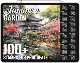 100+ Procreate Japanese Garden Stamps, Japanese Garden Brushes for Procreate, Instant Digital Download