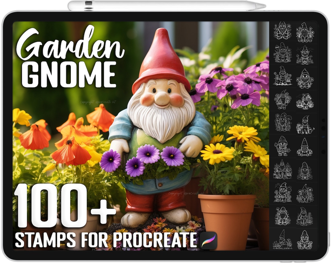 100+ Procreate Garden Gnome Stamps, Unique Realistic Garden Gnome ...