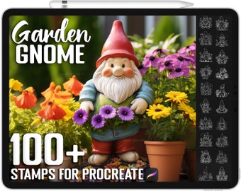 100+ Procreate Garden Gnome Stamps, Unique Realistic Garden Gnome Brushes for Procreate, Instant Digital Download