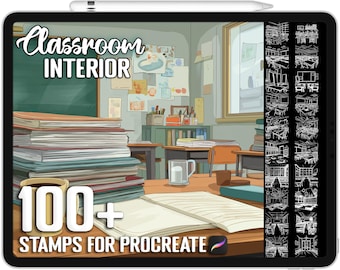 100+ Classroom Desk Procreate Stamps, Brushes for Procreate, Instant ...
