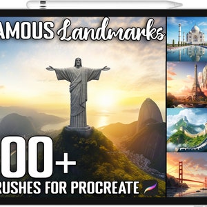 100+ Procreate Famous Landmarks Stamps, Landmarks Guide Brushes for Procreate, Instant Digital Download