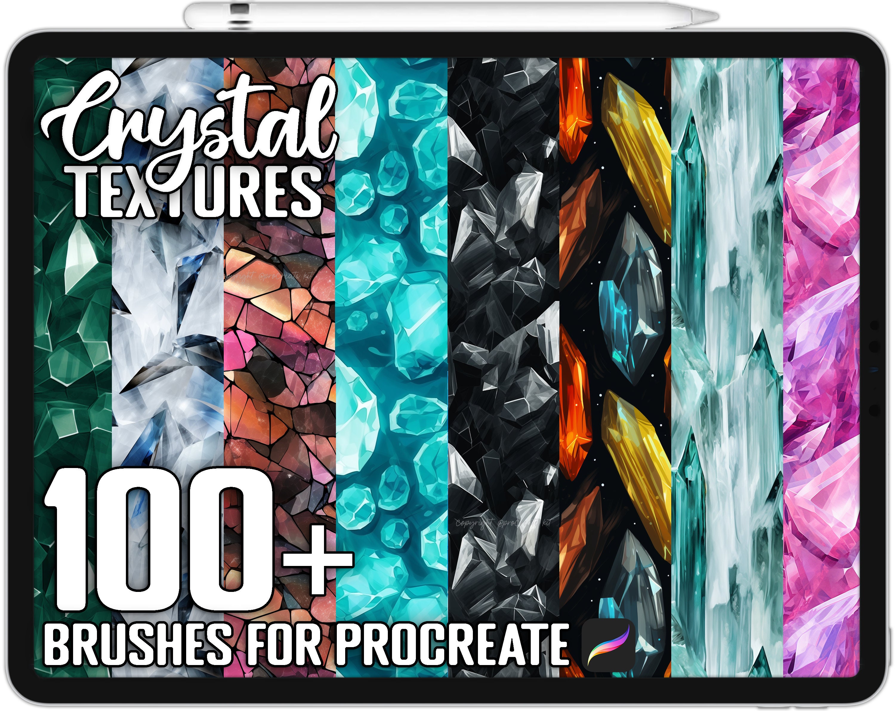 100+ Procreate Crystal Texture Brushes, Realistic Brushes for Procreate ...