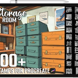 100+ Procreate-stämplar för förvaringsrum, penslar för Procreate, omedelbar digital nedladdning