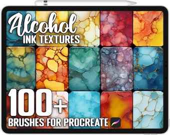 Oltre 100 pennelli per texture con inchiostro alcolico Procreate, pennelli realistici per Procreate, download digitale istantaneo