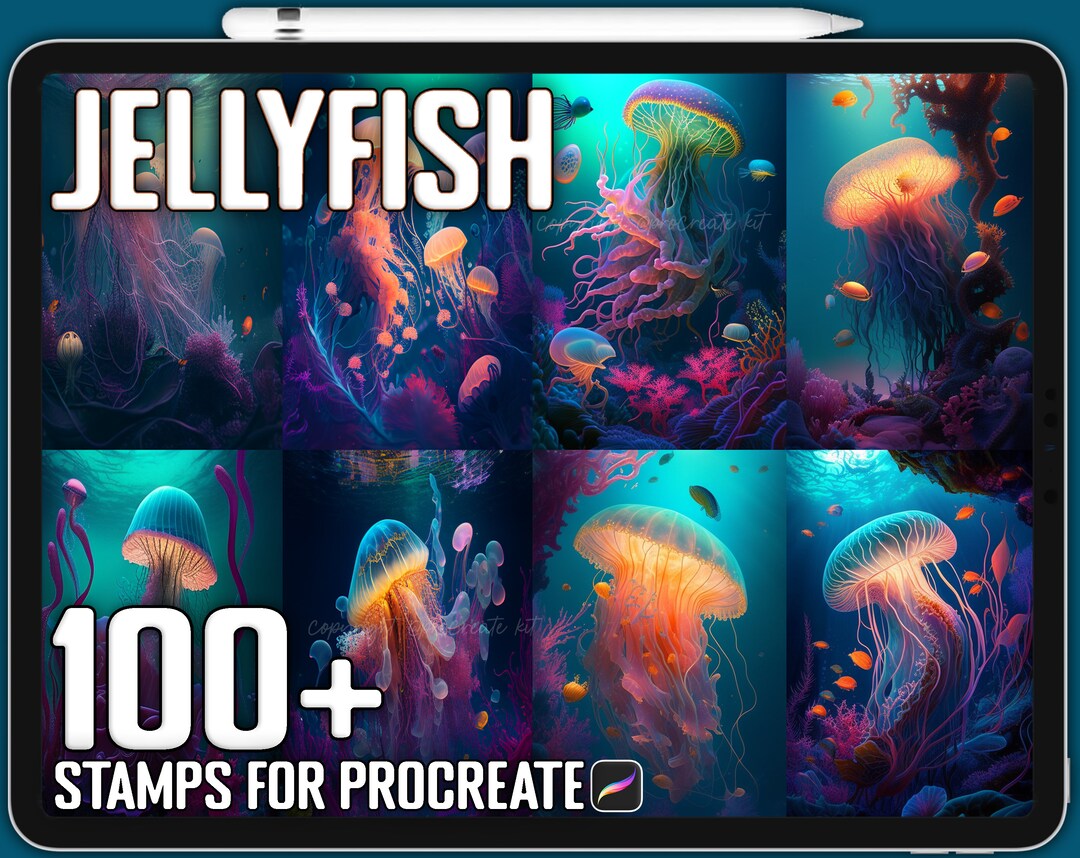 Procreate Jellyfish Stamps, Jellyfish Brushes for Procreate, Instant