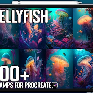 Procreate JellyFish Stamps, JellyFish Brushes for Procreate, Instant Digital Download