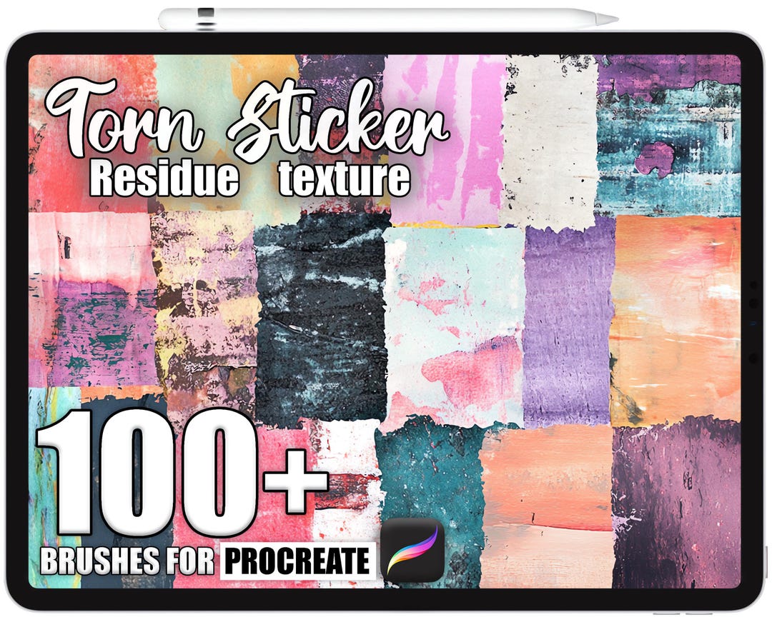 100+ Procreate Torn Sticker Residue Brushes, Realistic Texture Brushes ...