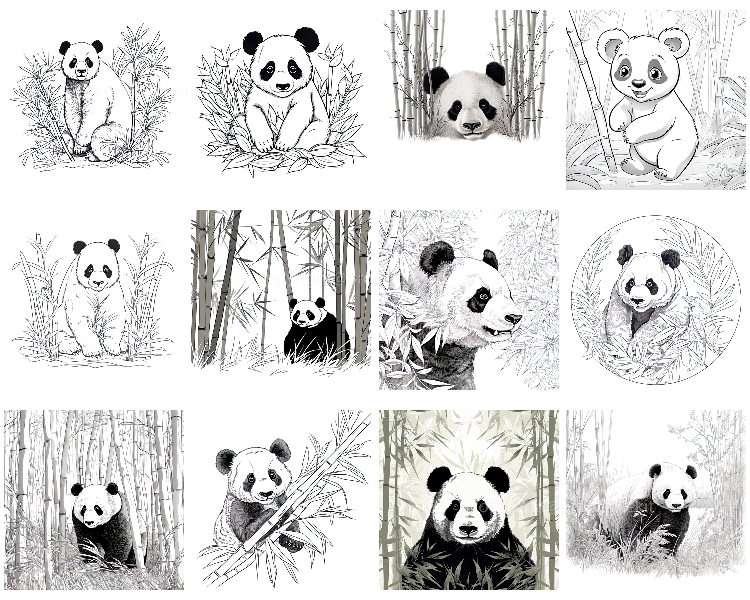 100+ Procreate Panda Stamps, Panda With Bamboo and Foresst Brushes for ...