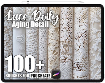100+ Procreate Lace Doily Aging Detail Brushes, Realistic Texture Brushes for Procreate, Instant Digital Download