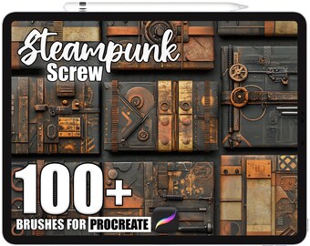 100+ Procreate Steampunk Screw Brushes, Realistic Texture Brushes for Procreate, Instant Digital Download