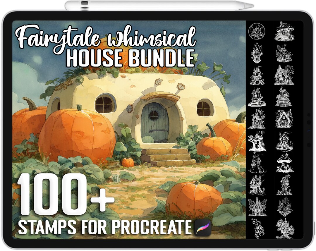 100+ Procreate Fairytale Whimsical House Stamps, Realistic Brushes for ...