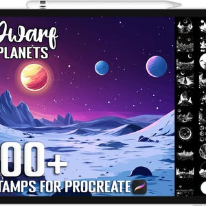 100+ Procreate Zwergplaneten des Sonnensystem-Stempel, realistische Pinsel für Procreate, sofortiger digitaler Download