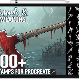 100+ Procreate Swords & Weapons, Brushes for Procreate, Instant Digital Download