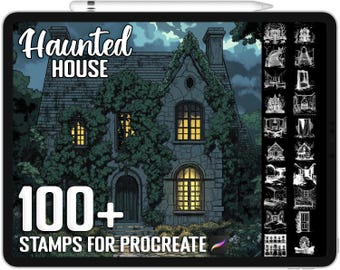 100+ Procreate Haunted House & Abandoned Place Scene Stamps, Realistic Brushes for Procreate, Instant Digital Download