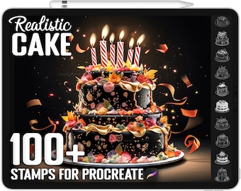 100+ Procreate Realistic Cake Stamps, Cake Brushes for Procreate, Instant Digital Download