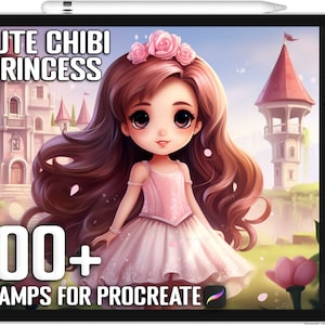 100+ Procreate Chibi Princess Stamps, Kawaii Princess Brushes for Procreate, Instant Digital Download