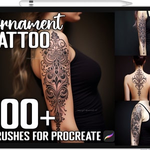 100+ Procreate Ornament Tattoo Stamps, Tattoo Guide Brushes for Procreate, Instant Digital Download