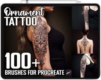 100+ Procreate Ornament Tattoo Stamps, Tattoo Guide Brushes for Procreate, Instant Digital Download