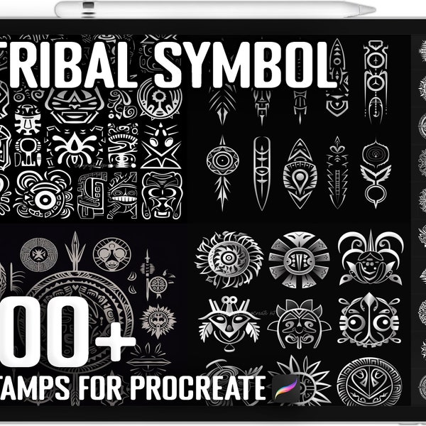 100+ Procreate Tribal Symbol Stamps, Tribal Symbol Brushes for Procreate, Instant Digital Download