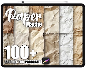 100+ Procreate Paper Mache Brushes, Realistic Texture Brushes for Procreate, Instant Digital Download