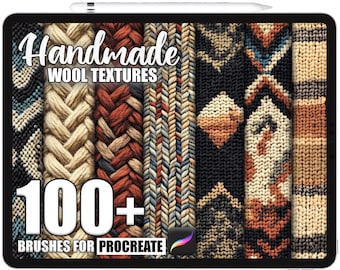 Más de 100 pinceles de lana hechos a mano para Procreate, pinceles de textura realistas para Procreate, descarga digital instantánea