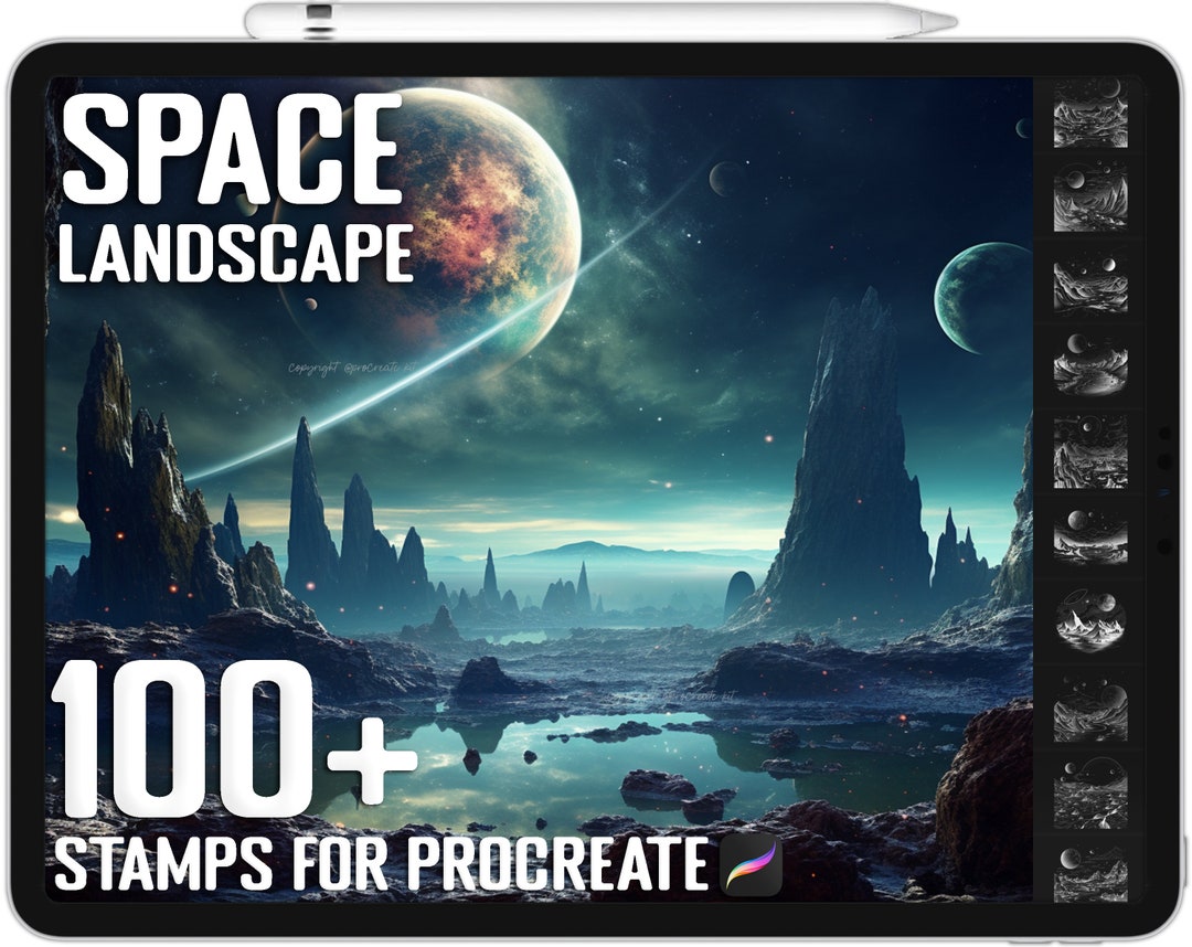 100+ Procreate Space Landscape Stamps, Space Landscape Brushes for ...
