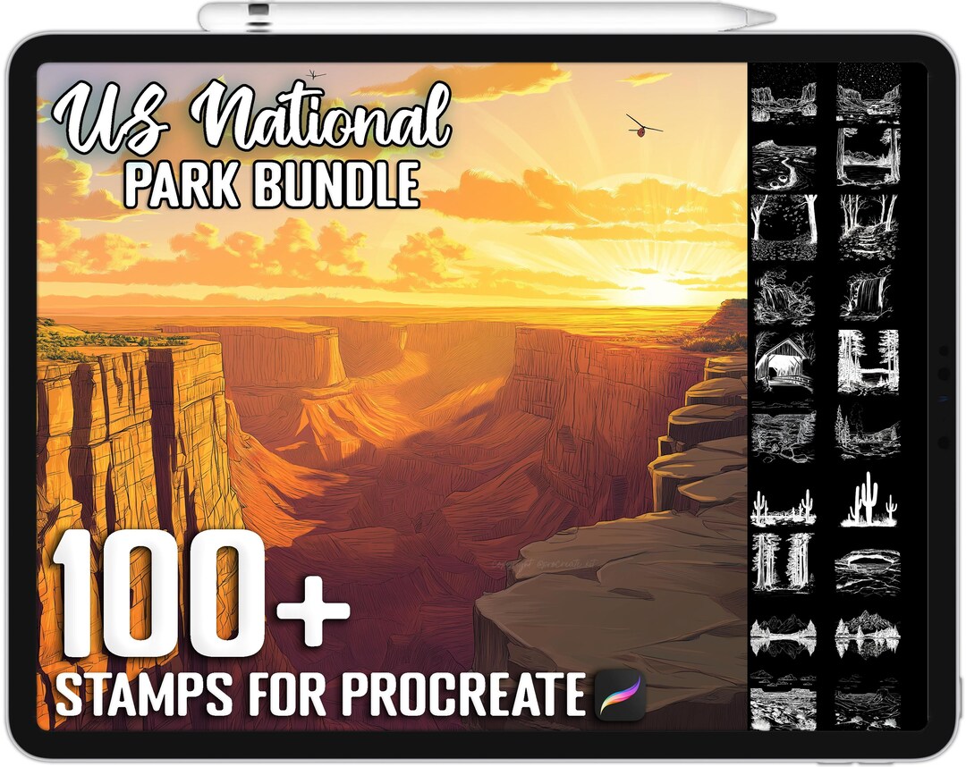 100+ Procreate US National Park Scene Stamps, Realistic Brushes for ...
