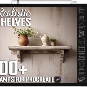 100+ Procreate Shelf Stamps, Shelf Furniture Brushes for Procreate, Instant Digital Download