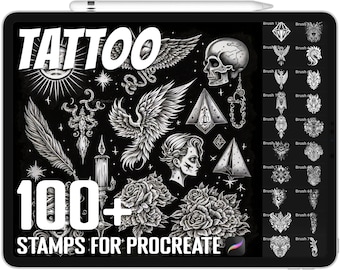 100+ Procreate Tattoo Stamps, Tattoo Brushes for Procreate, Instant Digital Download