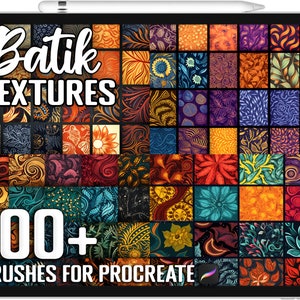 Más de 100 pinceles de textura con patrones batik, pinceles realistas para Procreate, descarga digital instantánea