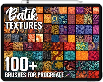 Oltre 100 pennelli con texture a motivo batik, pennelli realistici per Procreate, download digitale istantaneo
