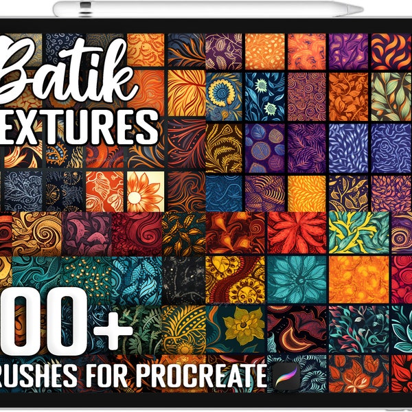 100+ Batik Pattern Texture Brushes, Realistic Brushes for Procreate, Instant Digital Download