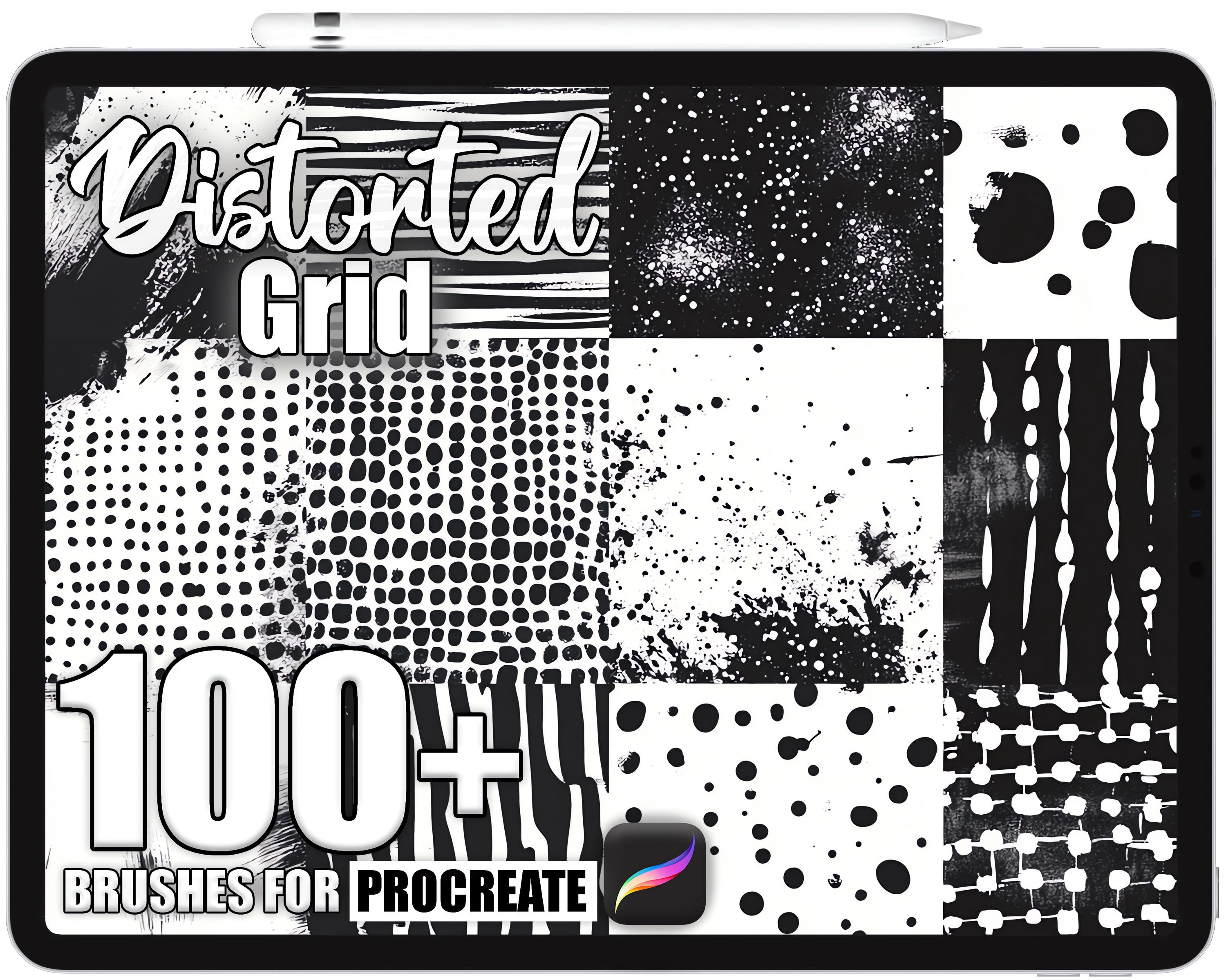100+ Procreate Distorted Grid Brushes, Realistic Texture Brushes for ...