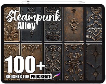 100+ Procreate Steampunk Alloy Brushes, Realistic Texture Brushes for Procreate, Instant Digital Download