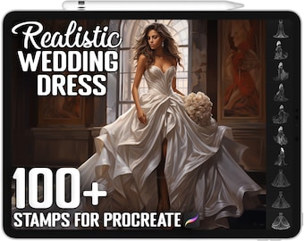 100+ Procreate Wedding Dress Stamps, Wedding Dress Guide Brushset Bundle for Procreate, Instant Digital Download