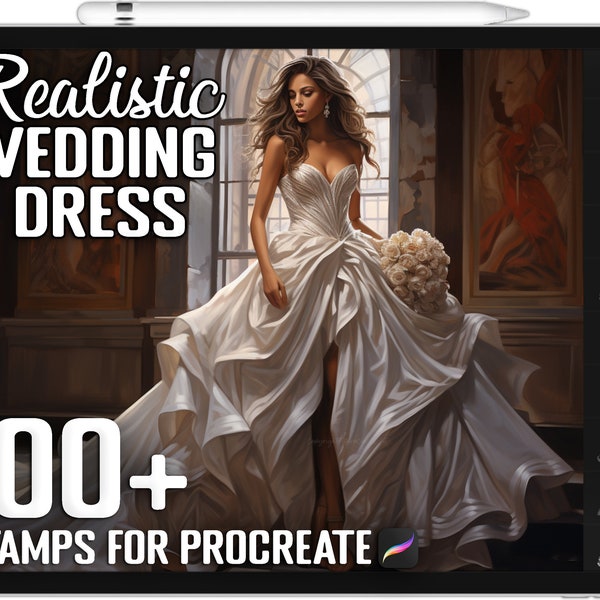 Plus de 100 timbres de robe de mariée procréer, ensemble de pinceaux de guide de robe de mariée pour procréer, téléchargement numérique instantané