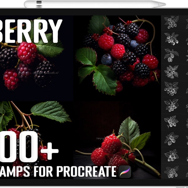 100+ Procreate Berry Stamps, Berry Brushes for Procreate, Instant Digital Download